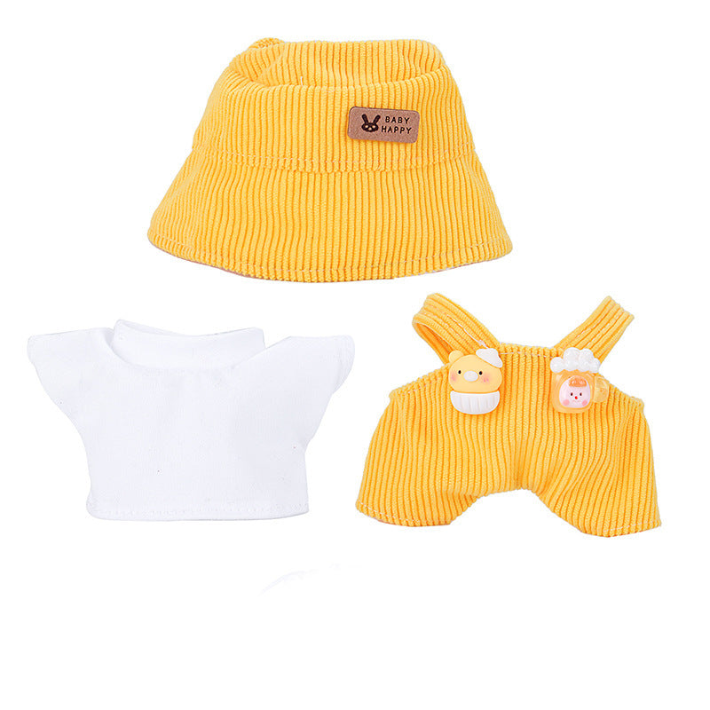 Cute Kawaii Corduroy/Checkered Bucket and Overall Set for Labubu Doll