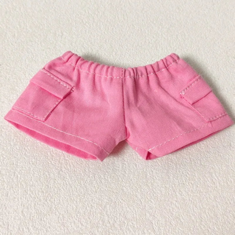 17cm Labubu V1 V2 V3 Plush Doll Labubu Clothes - Labubu Doll Outfit Casual T-Shirt & Shorts Set Trendy лабубу