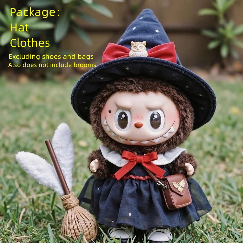 Cute and Spooky Halloween Witch Costume for Labubu Popmart Doll (Hat and Clothes only)