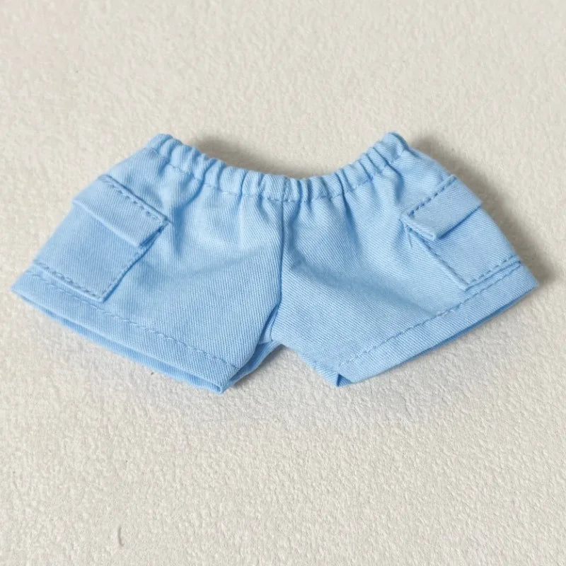 17cm Labubu V1 V2 V3 Plush Doll Labubu Clothes - Labubu Doll Outfit Casual T-Shirt & Shorts Set Trendy лабубу