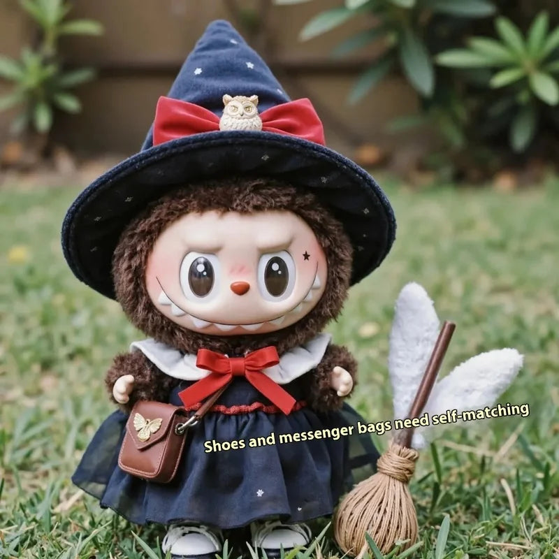 Cute and Spooky Halloween Witch Costume for Labubu Popmart Doll (Hat and Clothes only)