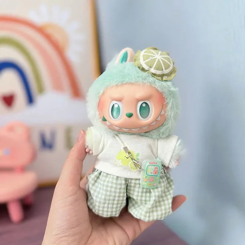 For 15/17cm 3.0 Labubu v1/v2/v3 Clothes Summer Vacation Lemon Rabbit Cute Meow For Ropa Labubu Cloth Outfit Accessories