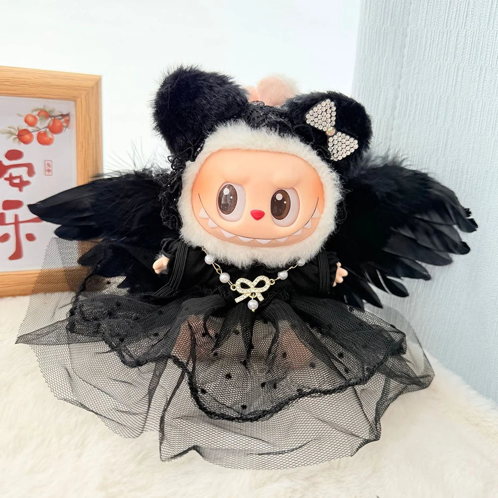 Devil angel suspender gauze skirt wing headband For 3.0 labubu V1 V2 V3 outfit For Ropa labubu doll Accessories