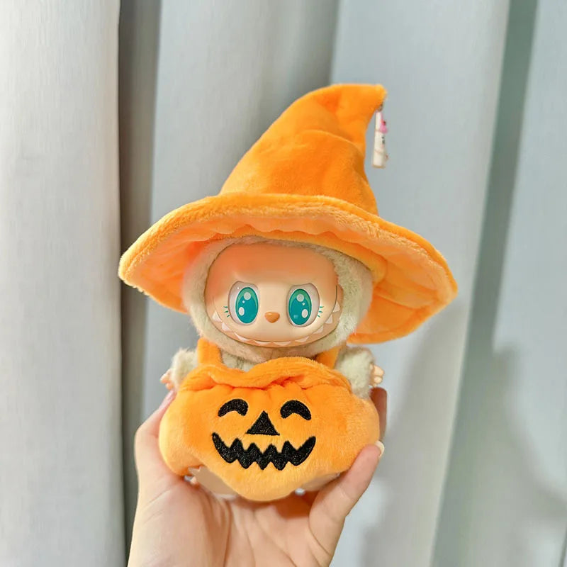Halloween Pumpkin Clothes Set and Accessories for Pop Mart Labubu Dolls (clothes only)