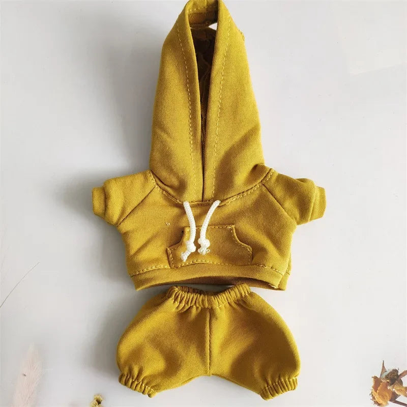 17cm Labubu Doll Black Hoodie Sweatshirt and Pants Set for Doll DIY Outfit Gift