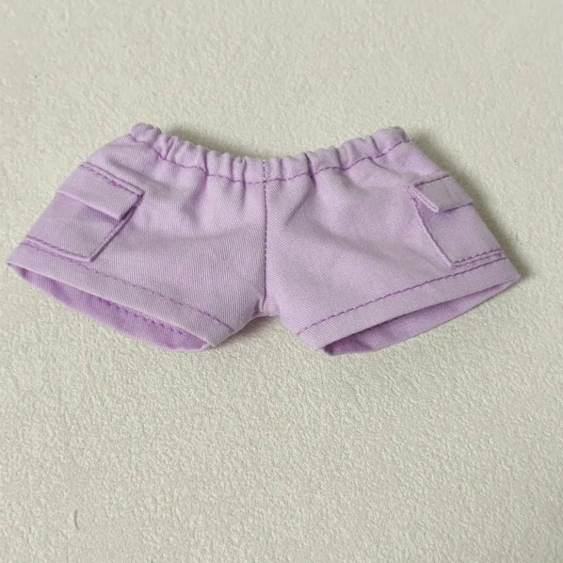 17cm Labubu V1 V2 V3 Plush Doll Labubu Clothes - Labubu Doll Outfit Casual T-Shirt & Shorts Set Trendy лабубу
