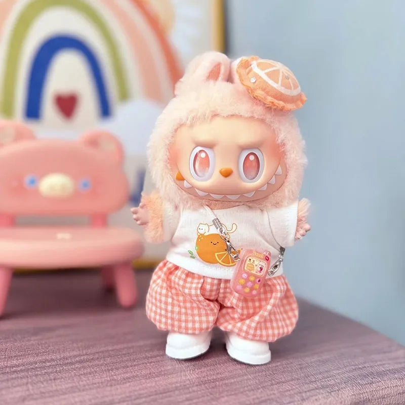 For 15/17cm 3.0 Labubu v1/v2/v3 Clothes Summer Vacation Lemon Rabbit Cute Meow For Ropa Labubu Cloth Outfit Accessories