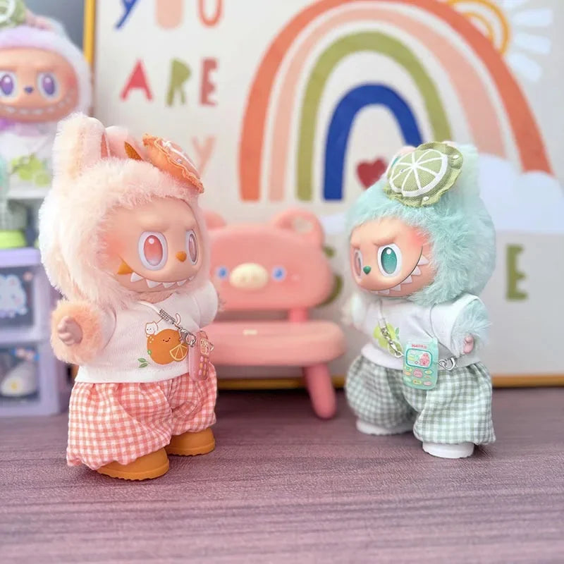For 15/17cm 3.0 Labubu v1/v2/v3 Clothes Summer Vacation Lemon Rabbit Cute Meow For Ropa Labubu Cloth Outfit Accessories