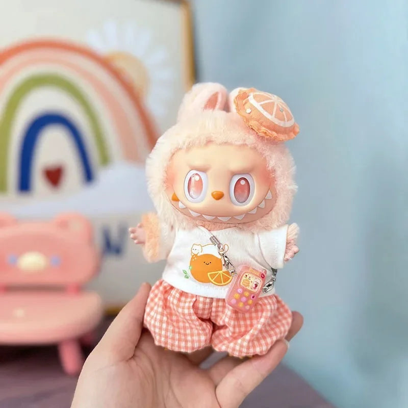 For 15/17cm 3.0 Labubu v1/v2/v3 Clothes Summer Vacation Lemon Rabbit Cute Meow For Ropa Labubu Cloth Outfit Accessories