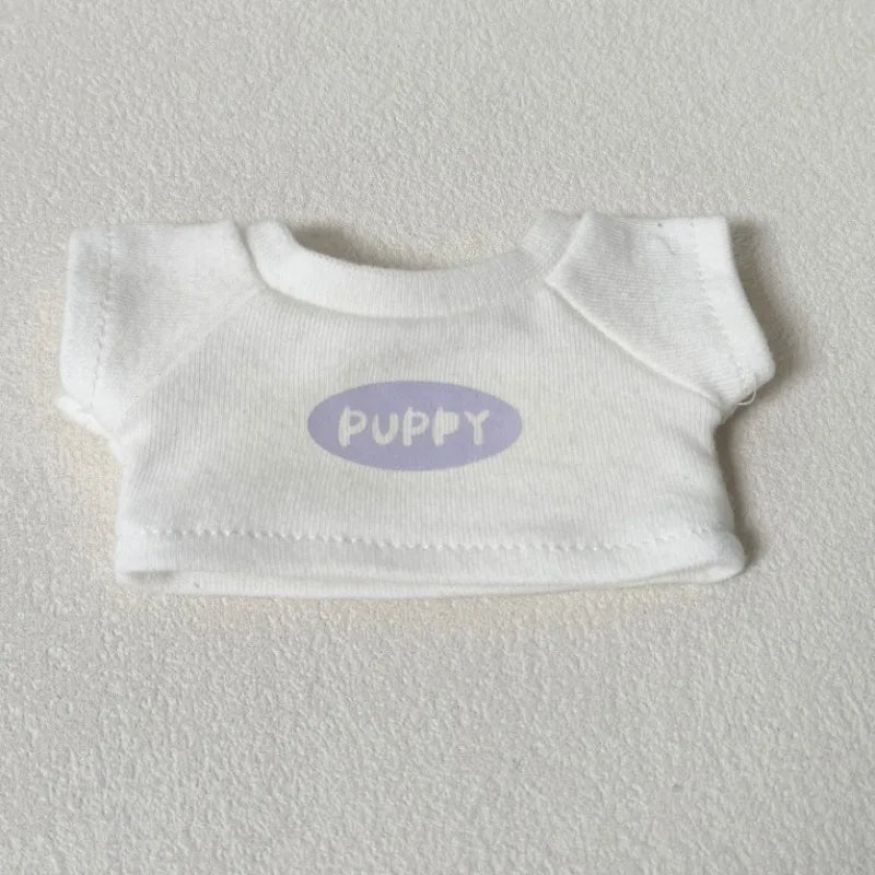 17cm Labubu V1 V2 V3 Plush Doll Labubu Clothes - Labubu Doll Outfit Casual T-Shirt & Shorts Set Trendy лабубу
