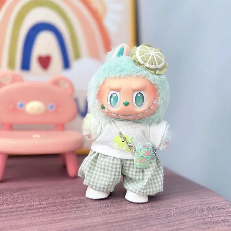For 15/17cm 3.0 Labubu v1/v2/v3 Clothes Summer Vacation Lemon Rabbit Cute Meow For Ropa Labubu Cloth Outfit Accessories